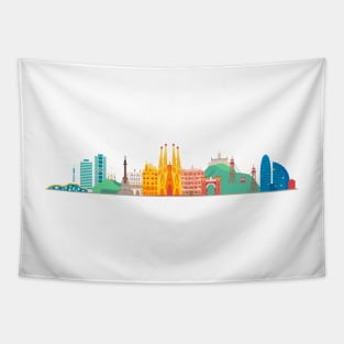 Barcelona skyline Tapestry