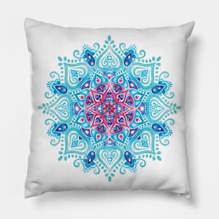 Handpainted Watercolor Mandala Pillow