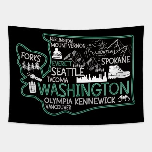 Everett Washington cute map Tacoma Seattle Kennewick Spokane Tapestry