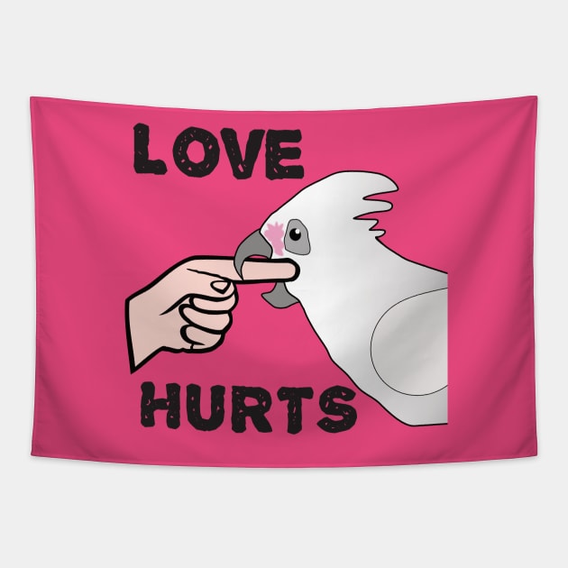 Love Hurts - Bare Eyed Cockatoo Parrot Tapestry by Einstein Parrot