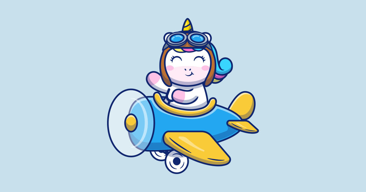 Cute Unicorn Riding Air Plane Pilot TShirt TeePublic