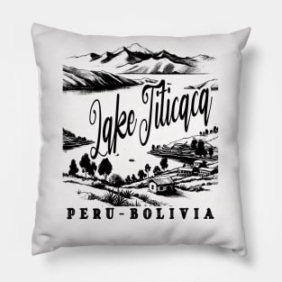 Lake Titicaca Hand Drawn Peru / Bolivia Artistic Graphic Pillow