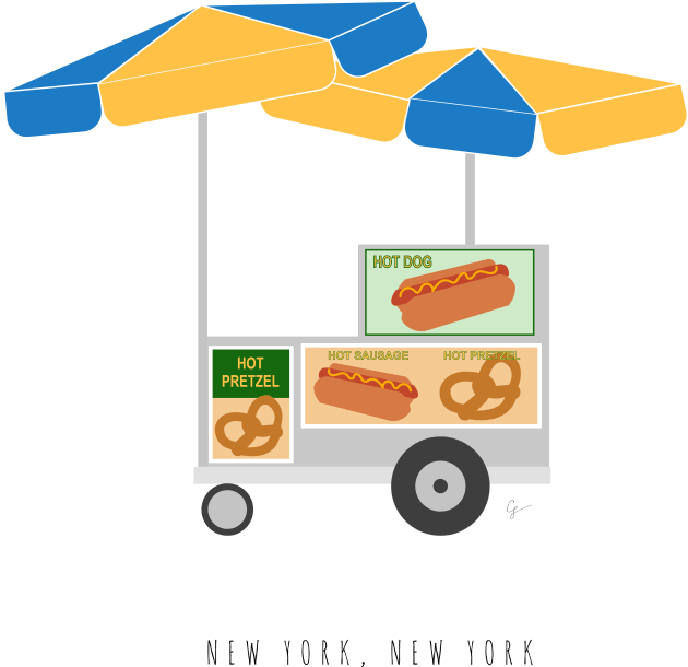 New York City, NYC Hot Dog & Pretzel Cart Kids T-Shirt by lymancreativeco