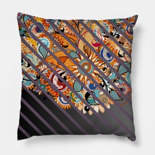 Black Gradient Floral abstract illustration truck art Pillow