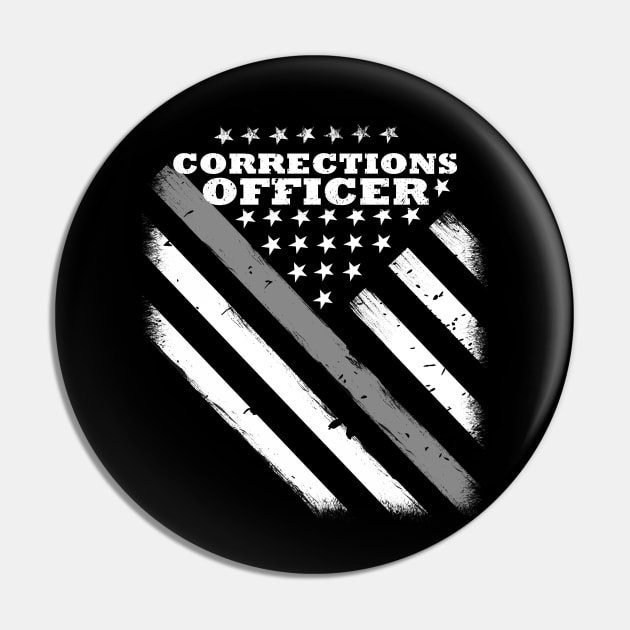 Corrections Officer Flag - Thin Silver Line American Flag Pin by bluelinemotivation