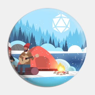 Snowy Camping Adventure Polyhedral Dice Sun Pin