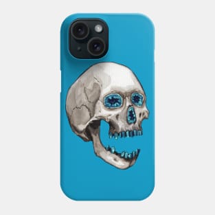 Aquamarine Geode Crystal Skull Phone Case