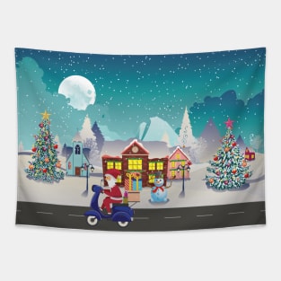 Santa ride scooter in village Tapestry