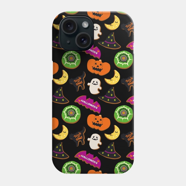 Halloween - Pattern - Spooky bats , pumpkin, cats, moon, cake, witch Phone Case by NOSSIKKO
