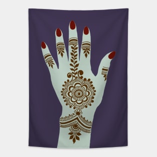 Brown Henna on Fantasy Light Green Hand Tapestry