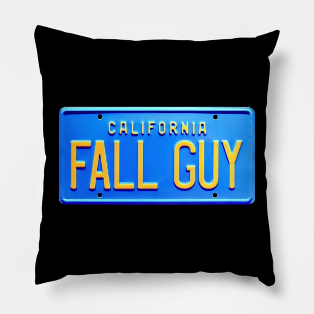 Fall Guy License Plate Pillow by RetroZest