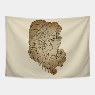 Lady and Roses Tapestry