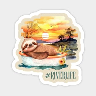 Cute River Rafting Sloth Magnet