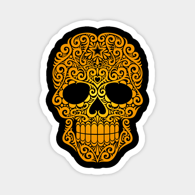 Yellow Swirling Sugar Skull Magnet by jeffbartels