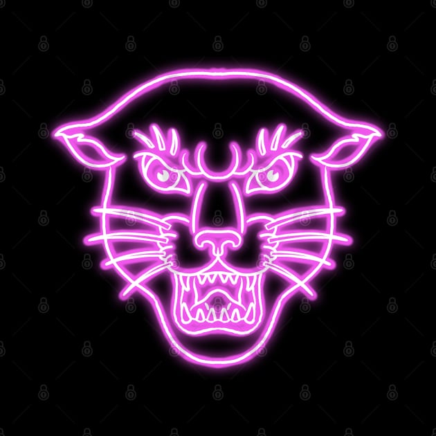 Panther Neon Sign Old School Tattoo by Trippycollage