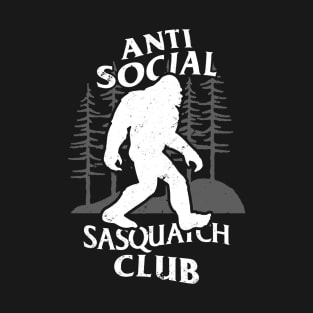 Funny Retro Vintage Alien Bigfoot Sasquatch Antisocial Club Outdoor Meme T-Shirt