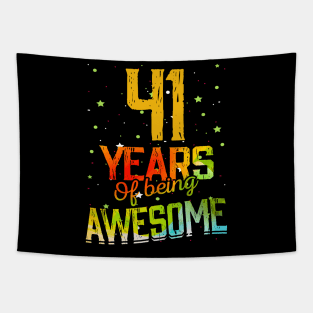 41 Years Of Being Awesome Gifts 41th Anniversary Gift Vintage Retro Funny 41 Years Birthday Men Women Tapestry