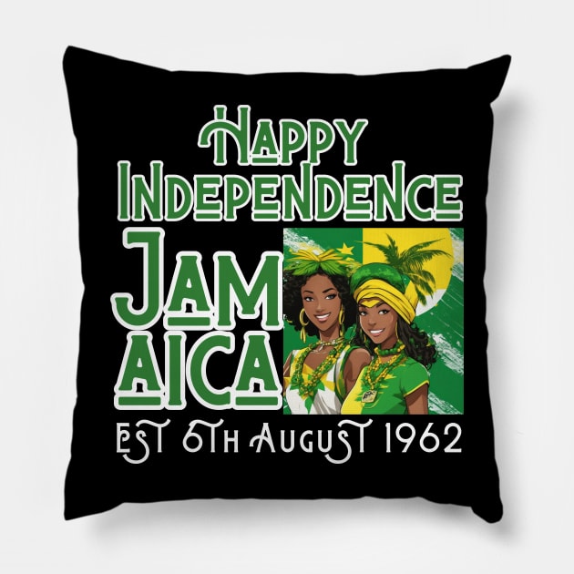 Happy Independence Jamaica Est 6th August 1962, Jamaican Pillow by click2print