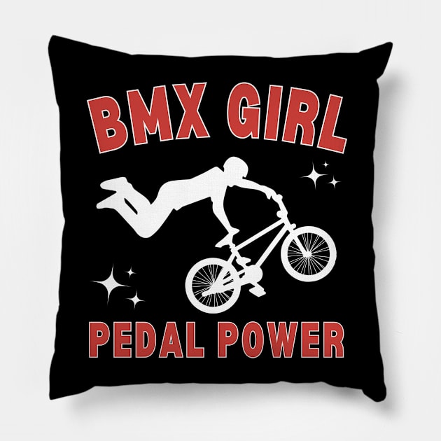 Bmx Girl Pillow by footballomatic