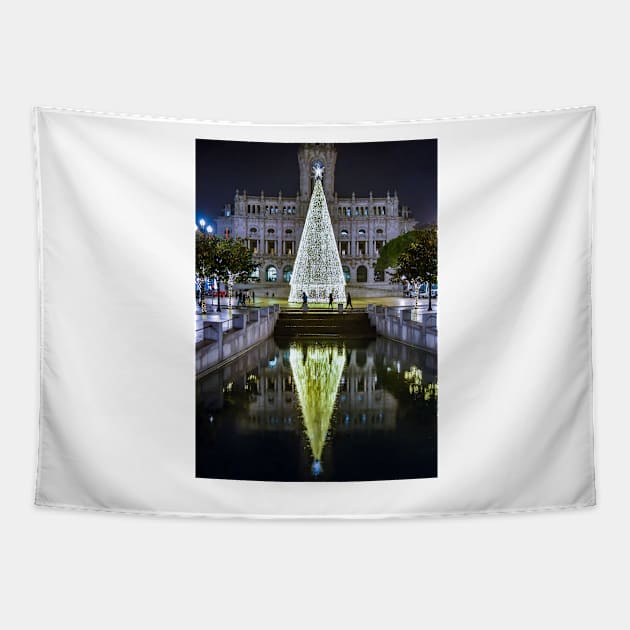 Christmas Tree Reflection Tapestry by cbernstein