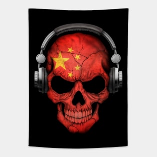 Dark Skull Deejay with Chinese Flag Tapestry