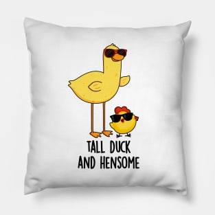 Tall Duck And Hensome Funny Animal Pun Pillow