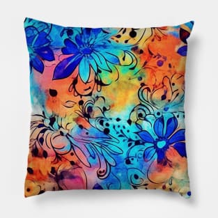 Rainbow flowers 3 Pillow