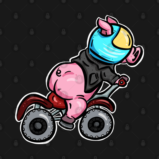 Disover Biker Piggy Pink Pig on A Motorbike - Bikers - T-Shirt