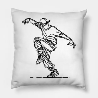 Hip Hop Male dancer - Black one line art Pillow