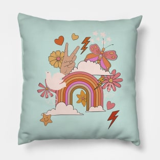 Flower Power Rainbow Pillow