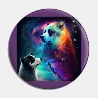 Violet's Husky and Panda Colorful Universe Pin