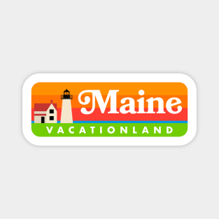 Maine "Vacationland" Retro Lighthouse (White) Magnet