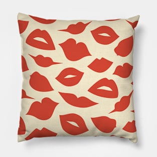 Red lips pattern, Kiss art print, Retro print, Aesthetic art, Valentine's day, Love art, Vintage Pillow