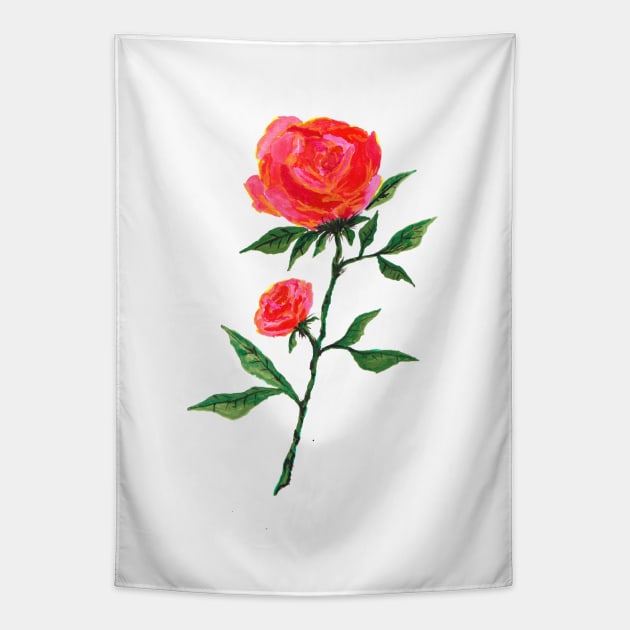 Red Rose Watercolor Tapestry by ZeichenbloQ