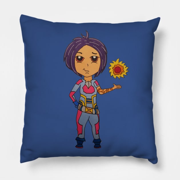 Pysch Warrior Pillow by Loose Tangent Arts