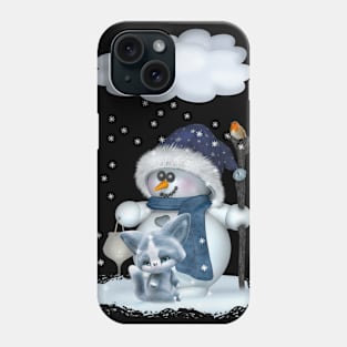 Little Snowman in blue Phone Case