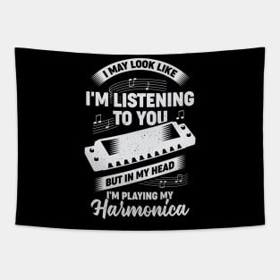 Funny Harmonica Player Musician Gift Tapestry