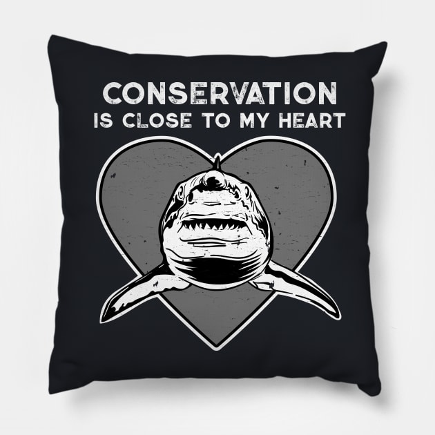 Great White Conservation Heart Pillow by Peppermint Narwhal