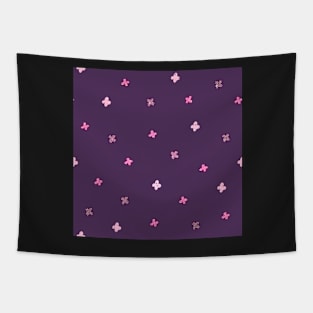 Simple Pink Flower Pattern on Purple Tapestry