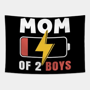 Mom of 2 Boys Shirt Gift from Son Mothers Day Birthday Women Tapestry