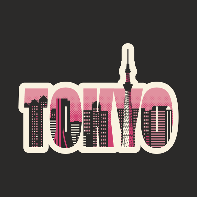 Retro Tokyo Skyline Word Art // Tokyo Lover by SLAG_Creative