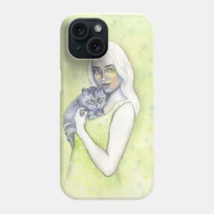 Girl with Cat. Phone Case