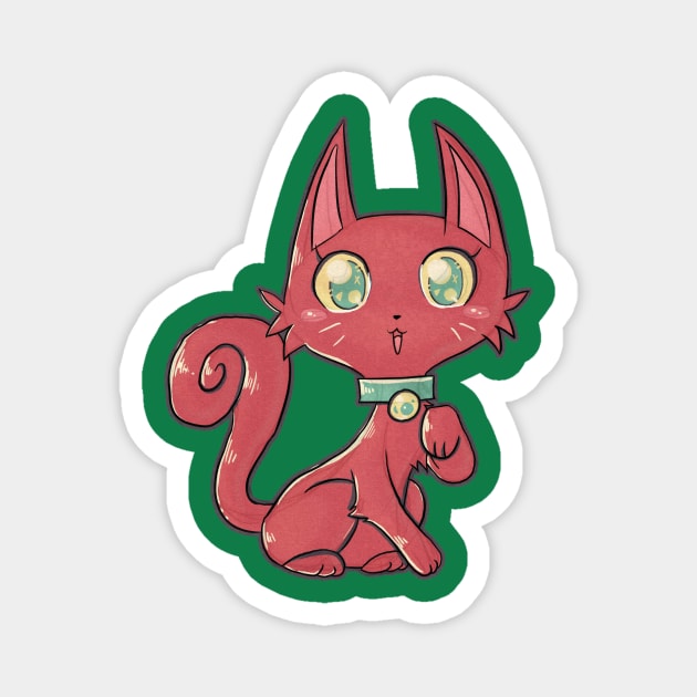 Pretty Red Kitty Cat Magnet by saradaboru