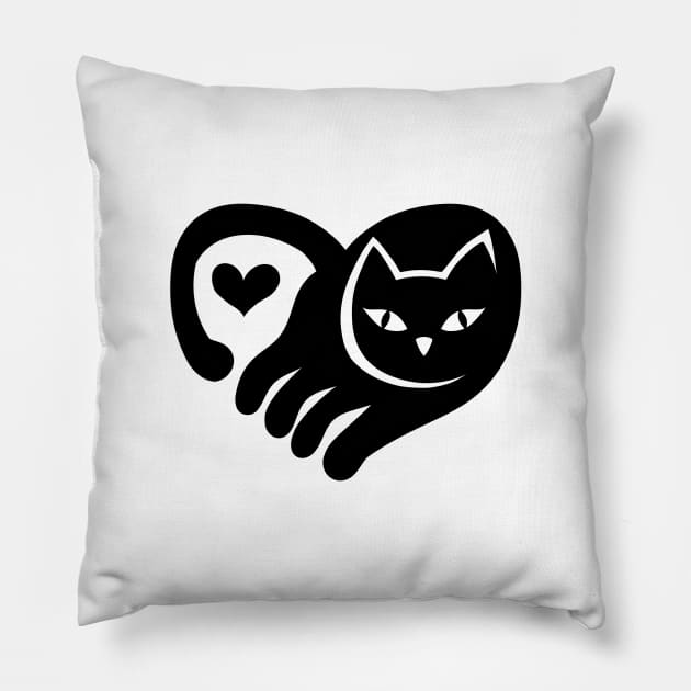 BLACK CAT HEART Pillow by MAYRAREINART