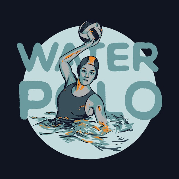 Water Polo Vintage Woman Shooting by polliadesign