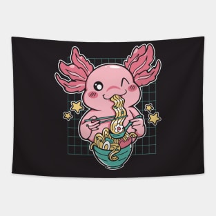 Kawaii Axolotl Eating Ramen // Cute Axolotl Ramen Anime Tapestry