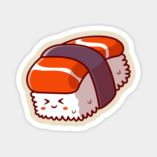 Cute Sushi Salmon Cartoon Illustration Magnet