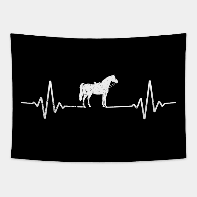 Horse Heartbeat Funny Equestrian Animal Lover Outfit Tapestry by ChrifBouglas