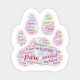 Paw Animal Silhouette Shape Text Word Cloud Magnet