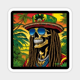 Reggae Music - Jamaican Stoner Skull 8 Magnet